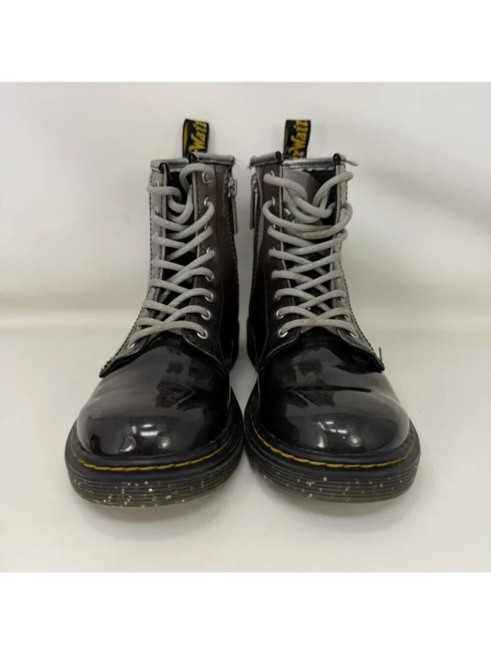 Dr. Martens 1460 Gradient Glitter Patent Leather Boots Black Youth Size 2